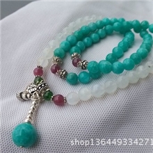 厂家定批天然天河石配彩虹月光款式7mm925泰银红碧透辉石