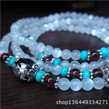 厂家直销白月光水晶饰品月光石手链4.5mm4圈手链/925银配