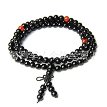 天然水晶批发天然黑玛瑙108佛珠念珠手链