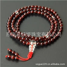 正品天然酒红石榴石108佛珠念珠5mm