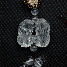 天然水晶汽车车挂件车挂饰天然白水晶双貔貅招财车挂汽车挂饰