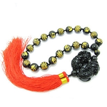 天然黑曜石属牛、属虎人守护神虚空藏菩萨貔貅车挂件