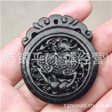 玉器批发墨玉麒麟挂件天然玉石工艺品珠宝玉器墨绿玉AS-318