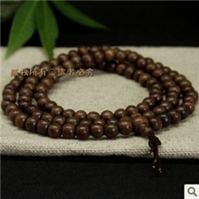 女款越南天然金丝沉香佛珠手链手串6mm*108颗奇楠木念珠