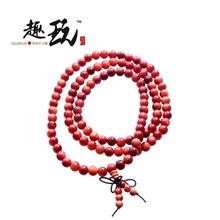 【趣玩】天然印尼顶极通透血龙木王长款佛珠手链宗教/图腾风