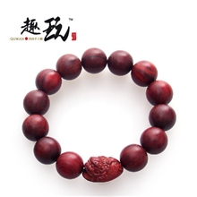 【趣玩】印度小叶紫檀木佛珠手串辟邪保平安圆柱貔貅1.514颗