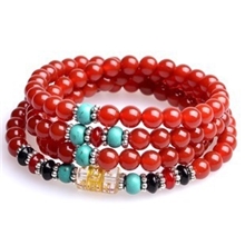 东海水晶批发天然红玛瑙佛珠手链108颗六字真言红玛瑙手链