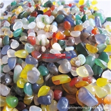 厂家直销碎石批发天然彩玛瑙碎石*散装混色玛瑙碎水晶消磁碎石