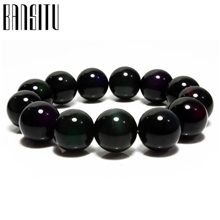 天然水晶彩虹眼黑曜石手链男女款饰品天猫淘宝爆款批发黑曜石