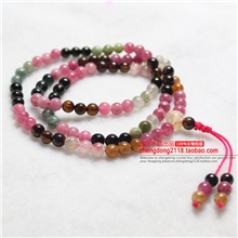 假一赔十纯天然全色巴西碧玺三层款108颗佛珠碧玺手链特价包邮