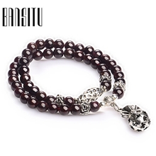 纯天然水晶石榴石水晶手链925纯银玫瑰民族风饰品银饰品批发