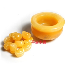 黄玉开光聚宝盆黄玉元宝招财转运镇宅辟邪卧室水晶摆件风水摆件