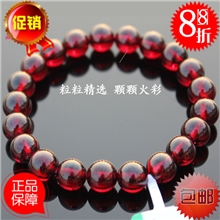 【优质】批发天然水晶石榴石手链女酒红色美容养颜开光手串