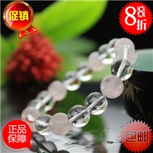 【优质】晶通天然水晶粉水晶手链旺桃花白水晶手串开智安神