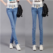 2013秋冬新款甜美蕾丝花边女装牛仔裤小脚裤工厂批发一件代发