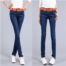 女装牛仔裤免费代理一件代发学院风波点牛仔裤小脚裤子批发