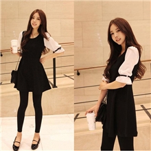 2013夏装新款韩国小香风小黑裙雪纺袖连衣裙厂家批发女装