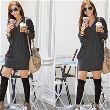 韩版新款李孝利百搭蝙蝠式扣V领休闲T恤