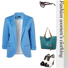 批发X0004欧美新款糖果色加厚休闲小西服修身长袖女式西装