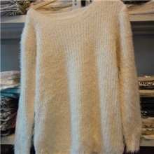 韩国代购同款毛绒绒大领口马海毛套头毛衣2色350g