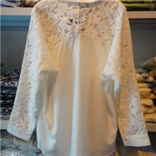 2013年秋装新款透视蕾丝拼接长袖衬衫女2色批发200g