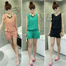 好货源2013夏款新时尚女式圆领无袖雪纺连体短裤7NR2186#