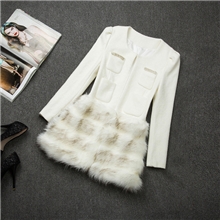 2013秋冬季新款欧美原单时尚白色皮毛修身短款呢子大衣大码女装