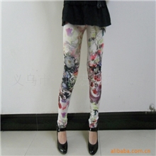 镇厂之宝泼墨山水画无缝彩色打底裤涤纶彩色印花裤C9038