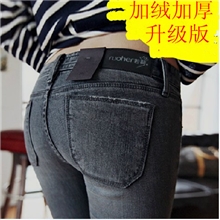 冬季加绒加厚铅笔裤女牛仔裤显瘦女小脚裤修身弹力长裤大码潮