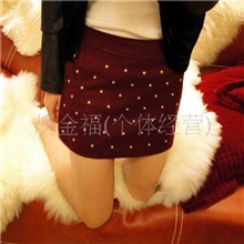 韩版女装百搭包臀显瘦铆钉A字裙秋季短裙