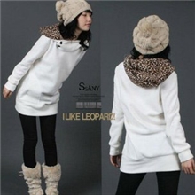 秋冬新版韩版女装热卖豹纹帽卫衣