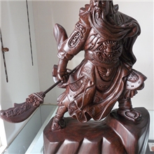 黑檀木雕关公佛像立刀/跨步【关公】像木制工艺品礼品摆件