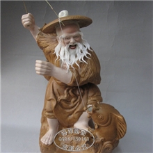厂家直销站钓鱼渔翁摆件怀旧色彩景德镇工艺瓷捏雕艺术