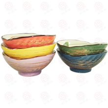 供应吉祥平安陶瓷碗异形碗贝壳碗套五碗