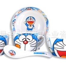 供应卡通陶瓷餐具卡通餐具5头餐具套装多啦A梦Hellokitty