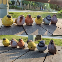 入户花园艺阳台装饰品摆件贼可爱仿真胖鸟组合树脂工艺品摆设促销