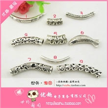 古银饰品diy花托三通珠子吊坠扣配件手链串珠材料@藏银弯管