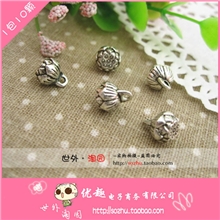 古银饰品diy花托三通隔片珠子吊坠扣配件@藏银莲花莲蓬