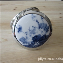 全网热销宝贝让利低价出售便携式陶瓷化妆镜双面补妆镜青花瓷