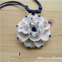 项链女陶瓷项链坠陶瓷捏花项链森女文艺范陶瓷项链批发荷花项链
