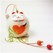 【降】陶瓷工艺品大肚子招财猫风铃创意手工饰品厂家直销