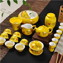 高档功夫茶具陶瓷功夫茶具广告功夫茶具黄釉金龙功夫茶具