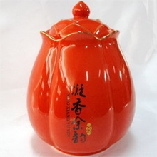 中国红釉/白色冰裂茶叶罐大茶罐特色商品陶瓷手工莲花罐批发