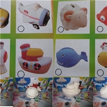 陶瓷白胚自彩DIY儿童益智玩具交通工具小车/轮船/鲸鱼/绵羊储钱罐