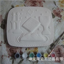 陶瓷白胚自彩DIY儿童益智玩具/四方形挂盘