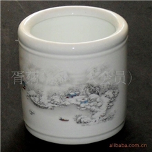 景德镇陶瓷器文房四宝雪景笔筒笔洗笔架子