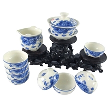 玲珑瓷茶具镂空玲珑瓷功夫茶具满彩青花瓷礼品功夫茶具