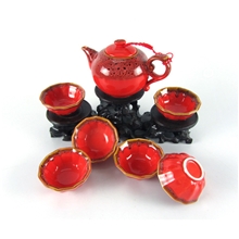 窑变花釉茶具窑变套装茶具红釉茶具陶瓷茶具结婚茶具