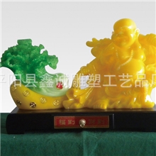 树脂仿玉雕工艺品办公家居风水摆件福到财到店面摆件翠玉