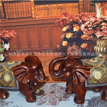 高档礼品批发树脂工艺品大象家居装饰品招财吸财双象摆件ZY023